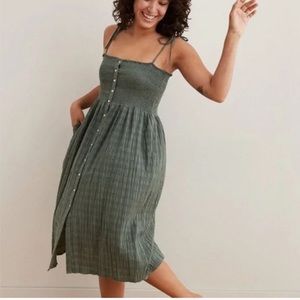 Aerie green smocked midi dress